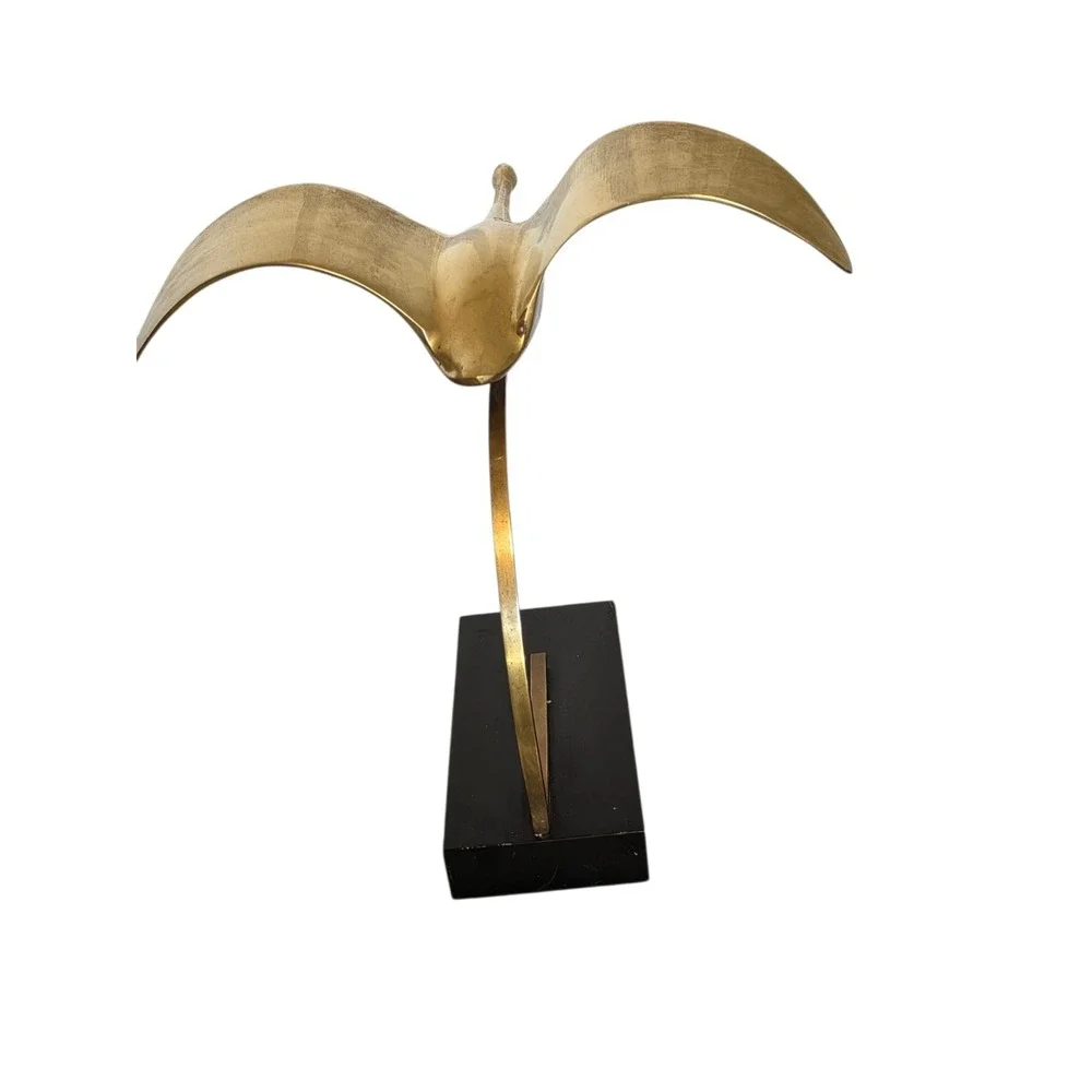 Vintage MCM Solid Brass Bird Flying‎ Figurine 12.5